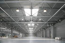 What is the installation method of high bay lights in factory lighting?